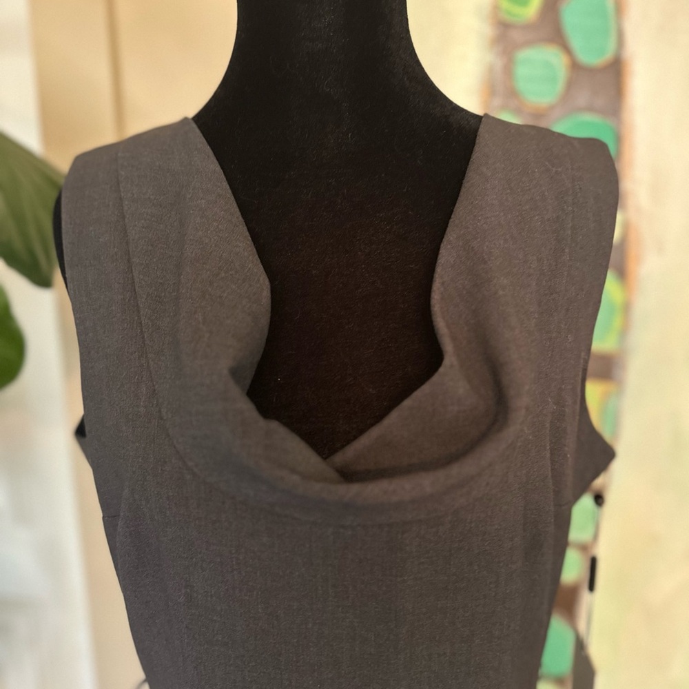 NWT Calvin Klein Gray Sleeveless Cowl Neck Sheath Dress - Picture 4 of 8